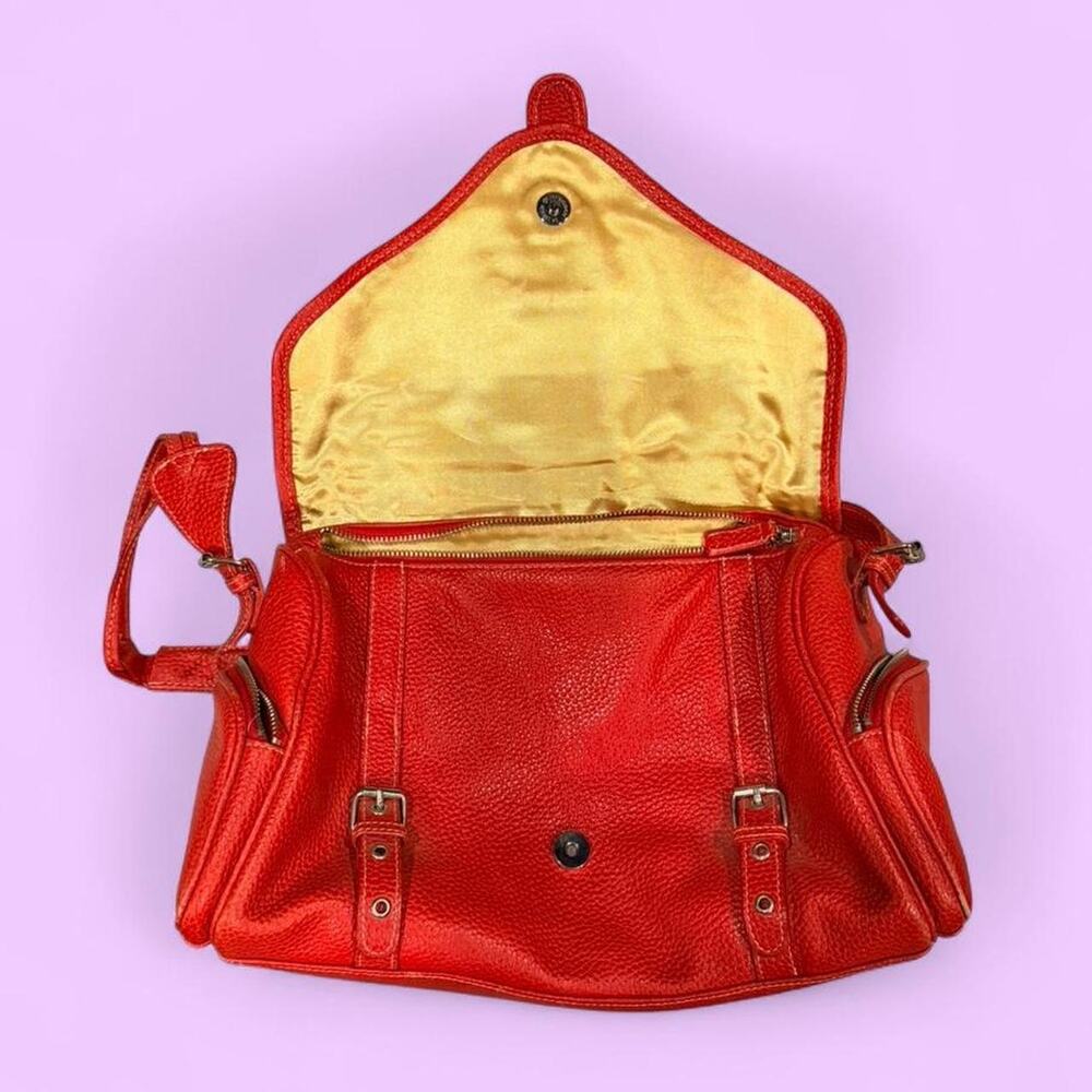 Red leather shoulder bag with